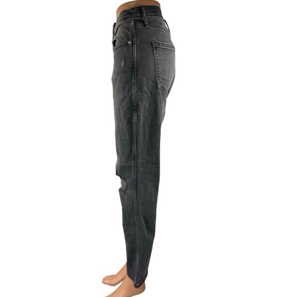 Gap Vintage Silm Women's Black High Rise Distressed Straight Leg Denim Jeans 31 - Picture 2 of 4